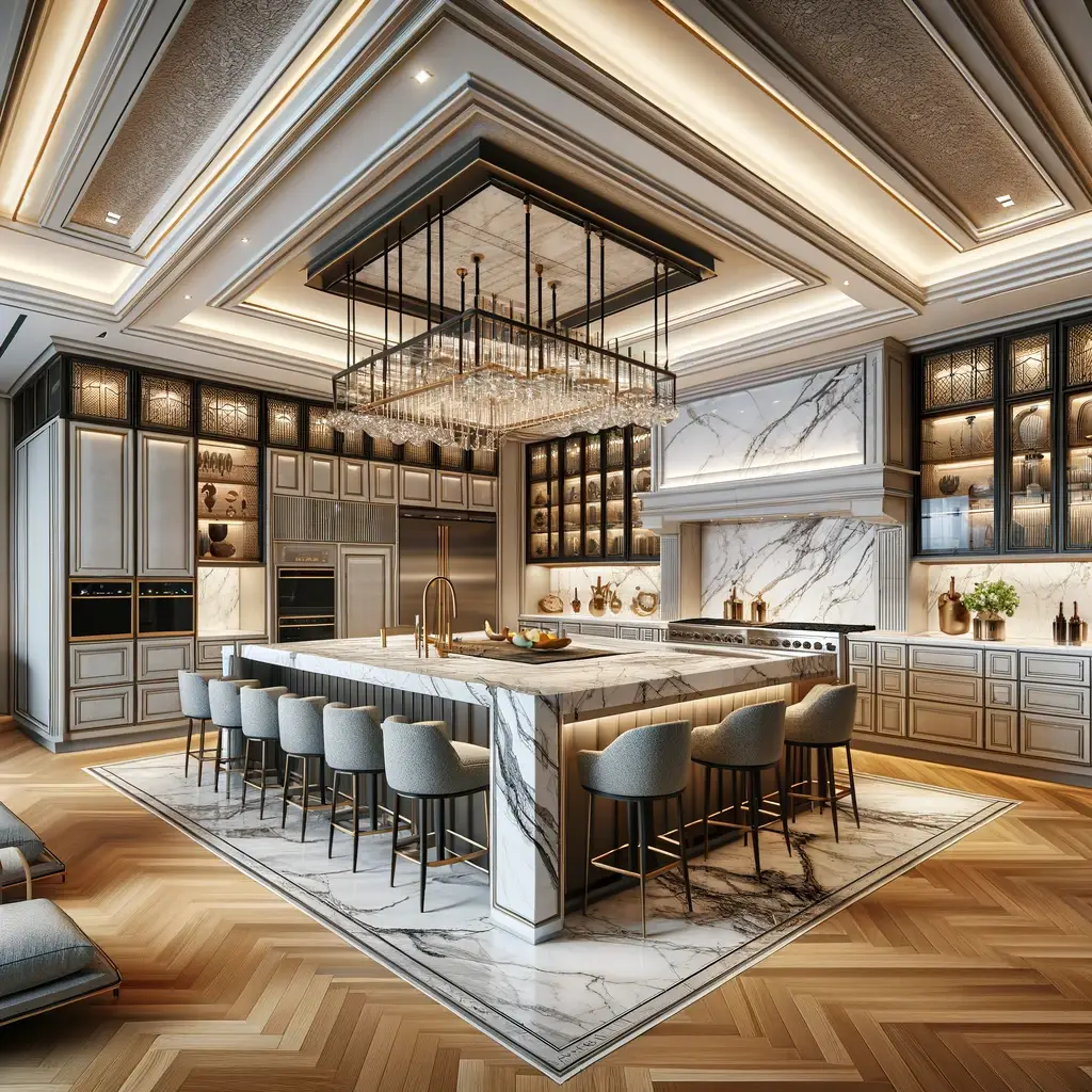 Luxury and Sophistication in Large L Shaped Kitchen with Island