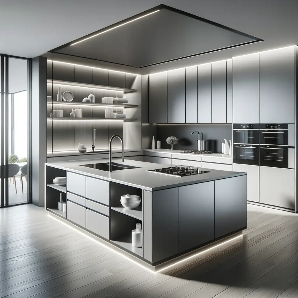 Modern Elegance in L Shape Kitchen with Island