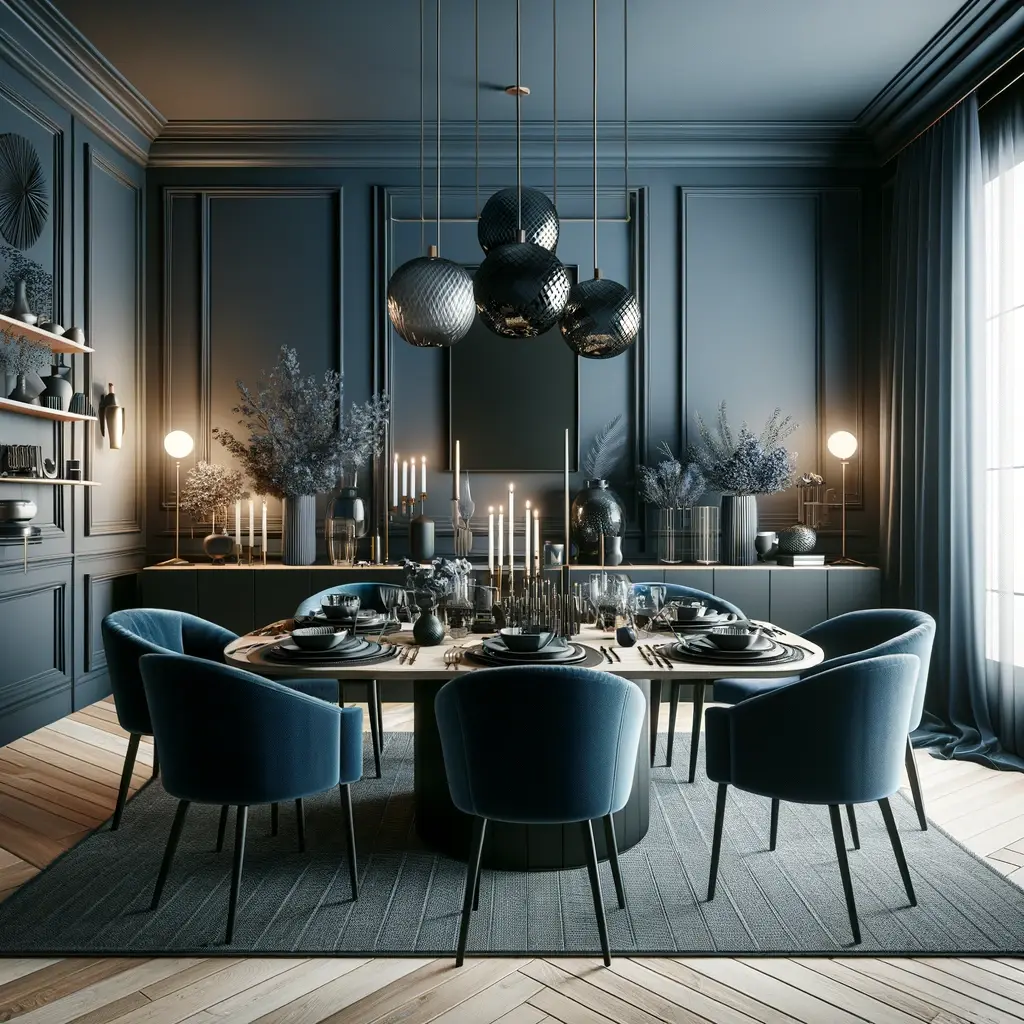 Bold Monochromatic Dining Room Design