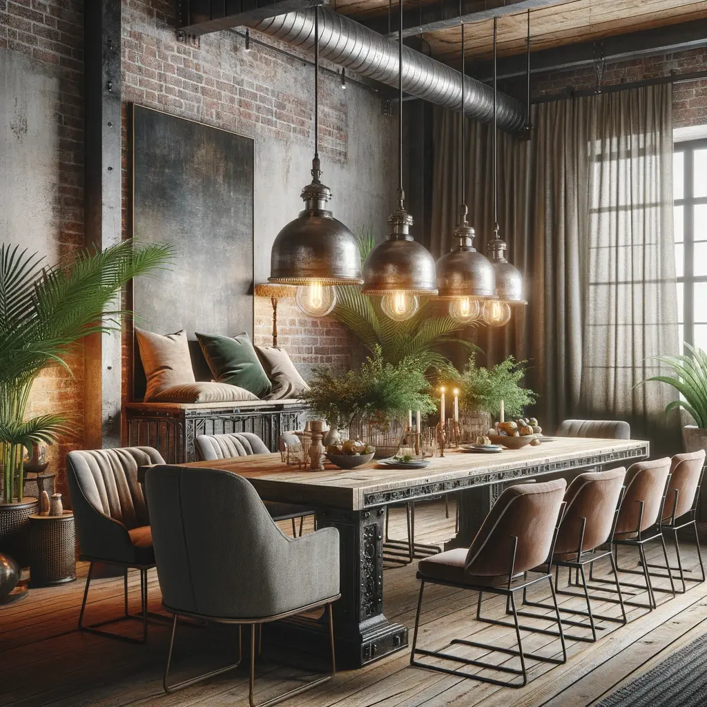 4. Industrial Elegance:  A Refined Dining Room