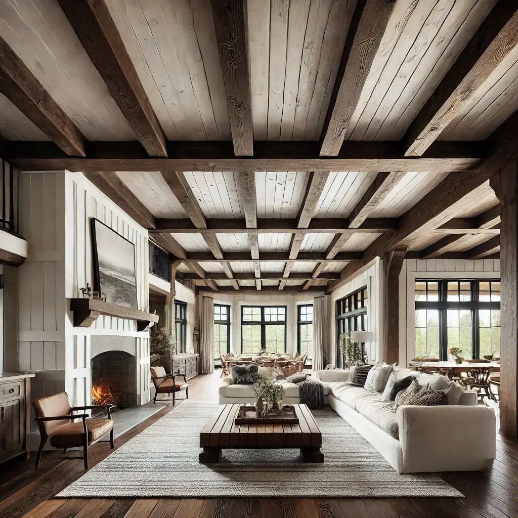 Shiplap Ceilings with Exposed Beams